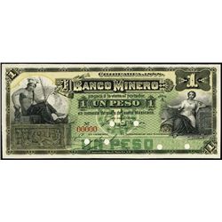 Mexico. El Banco Minero Banknote Proofs.