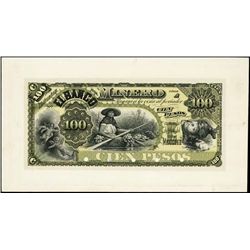 Mexico. El Banco Minero Banknote Proof.