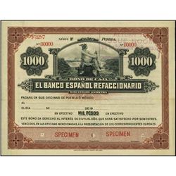 Mexico. Bono De Caja. El B. Espanol Refaccionario