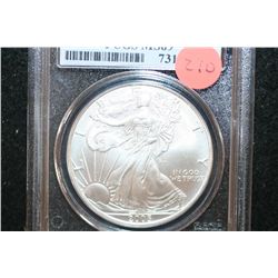 2005 First Strike Silver Eagle $1; PCGS Graded MS69