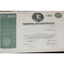 Faberge Inc. Stock Certificate Dated 1972