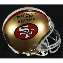 Jerry Rice Signed 49ers Mini-Helmet: Inscribed  HOF 2010  (Rice Hologram)