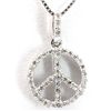 Image 1 : Genuine 0.16 ctw Diamond Peace Sign Necklace 14K