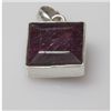 Image 1 : Natural 8.85 g Ruby Square .925 Sterling Silver Pendant