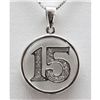 Image 1 : Genuine 0.07 ctw Diamond #15 Pendant inside Circle 14k