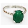 Image 1 : Natural 2.1 ctw Emerald Oval .925 Sterling Silver Ring