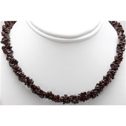 Natural Garnet 16" inches Double Twisted Row Necklace