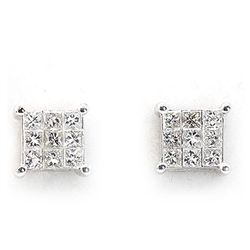 Genuine 0.4 ctw Diamond Square Invisible Earring 14k