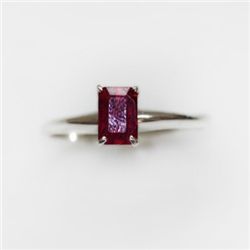 Natural 4.50 ctw Garnet Emerald Cut .925 Sterling Ring