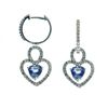 Image 1 : Genuine 14k 102 Single Diamonds 2 Blue Sapphire Earring