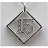 Image 1 : Genuine 0.07 ctw Diamond #15 Pendant inside Square 10k