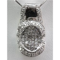 Genuine 0.90 ctw Invisible Pendant w/ Round Diamond 18k