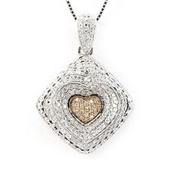 Genuine 1 ctw Diamond Heart Necklace 18K White Gold