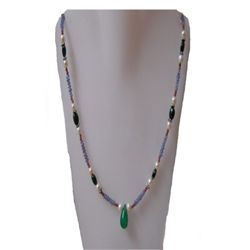 Natural 68.45ct Tanzanite,Pearl,Emerald,Sapphire Neckla