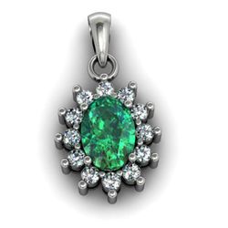 Genuine 1.04 Ctw  Emerald (Beryl) Pendant  14k