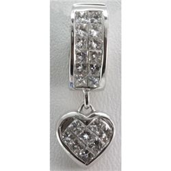 Genuine 1.08 ctw Invisible Dangling Heart Pendant 18k