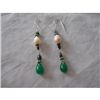 Image 1 : 23.40 ctw Emerald and Pearl Earrings .925 Sterling