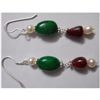 Image 1 : Natural 33.45ct Pearl/Emerald/Ruby Earring .925 Sterlin