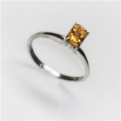 Natural 4.20 ctw Citrine Emerald Cut .925 Sterling Ring