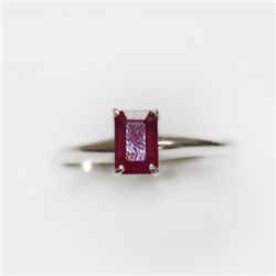 Natural 3.75 ctw Ruby Emerald Cut .925 Sterling Ring