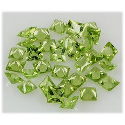 Peridot 10.52 ctw Loose Gemstone 4x4mm Princess Cut