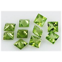 Peridot 10.31 ctw Loose Gemstone 6x6mm Princess Cut