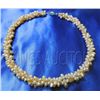 Image 1 : 3-Strand Twisted Rice Pearl Necklace Brass Clasp Peach