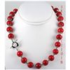 Image 1 : 429.72ctw Red Sea Coral Beads Silver Necklace