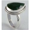 Image 1 : 27.84ct Natural Pear Emerald Sterling Silver Ring