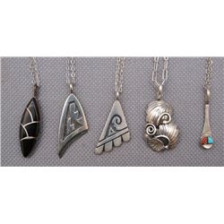FIVE NAVAJO PENDANTS