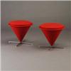 Pair of rare VERNOR PANTON Cone stools uphols