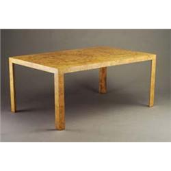 DUNBAR oak burl veneer extension dining table