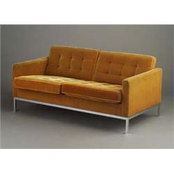 KNOLL loveseat upholstered in melon velour wi