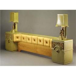 JAMES MONT limed-oak headboard and night stan