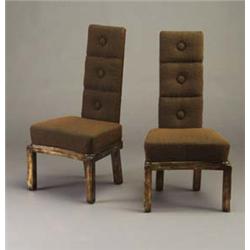 Pair of JAMES MONT tall back side chairs, eac