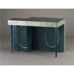 Unusual JAMES MONT teal and silver limed-oak