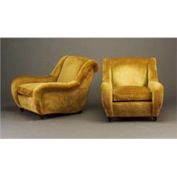 Pair of JAMES MONT oversized lounge chairs fu
