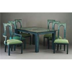 JAMES MONT limed-oak dining table in teal and