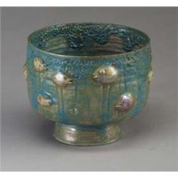 Fine BEATRICE WOOD footed bowl with applied f