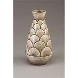 Fine RENE BUTHAUD tapering Raku vase with inc