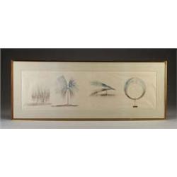 HARRY BERTOIA monoprint on rice paper, 1960's