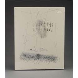 HARRY BERTOIA monoprint in black and maroon i