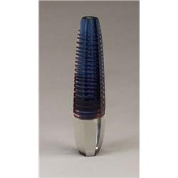 Tall faceted sommerso glass vase attributed t