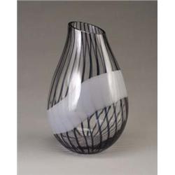 Large SEGUSO tear-shaped clear glass vase wit
