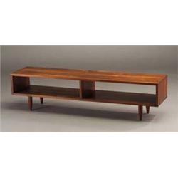 PHIL POWELL walnut bench, a rectangular secti