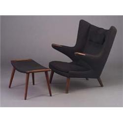 HANS WEGNER "Papa Bear" chair and ottoman, bo