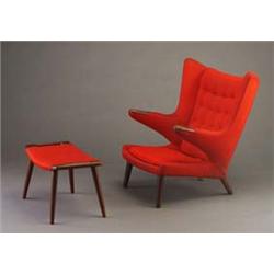 HANS WEGNER "Papa Bear" chair and ottoman wit