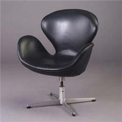 ARNE JACOBSEN "Swan" chair upholstered in bla