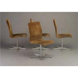Four ARNE JACOBSEN for FRITZ HANSEN brown sue