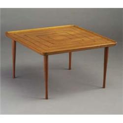 Scandinavian wooden coffee table, its square